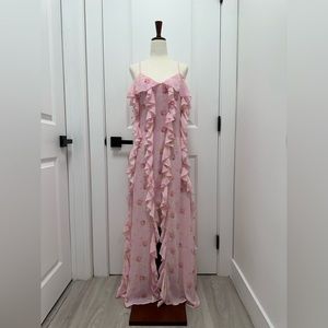 Silk Floral Maxi Pink Dress